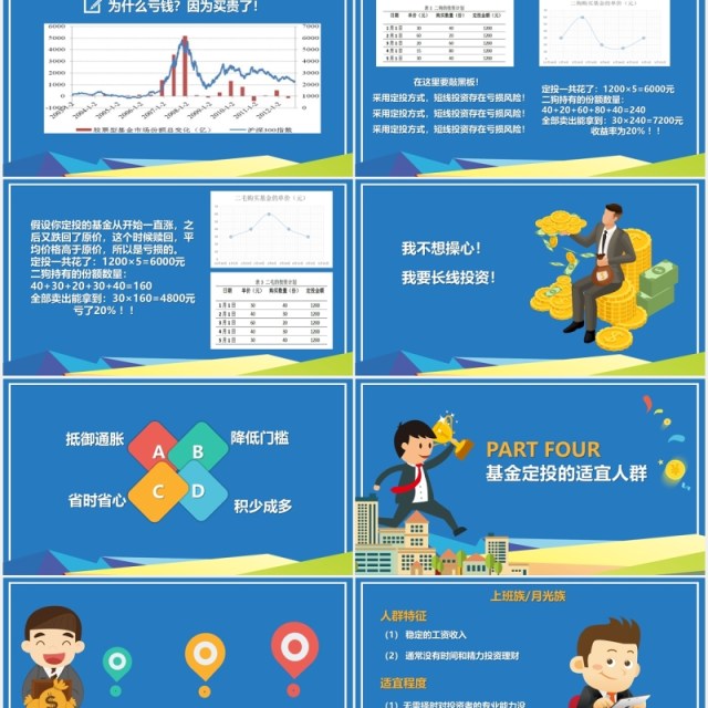 蓝色基金定投金融理财课件PPT模板