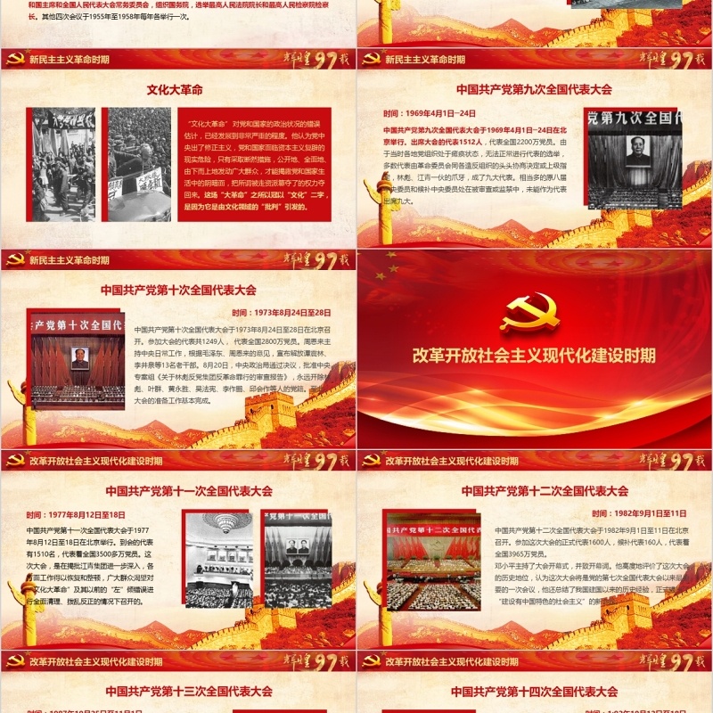 中国共产党党史建党97周年党课学习PPT模板