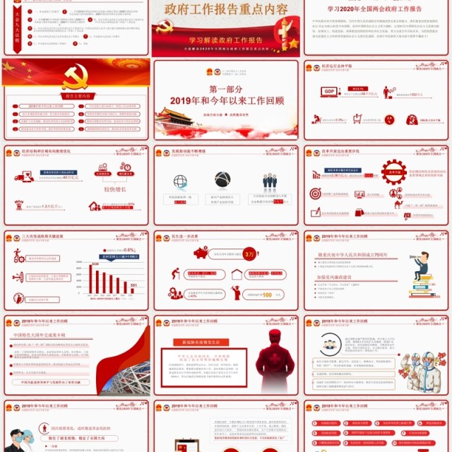 学习解读政府工作报告两会讲稿党建PPT模板 学习解读政府工作报告两会讲稿党建PPT模板
