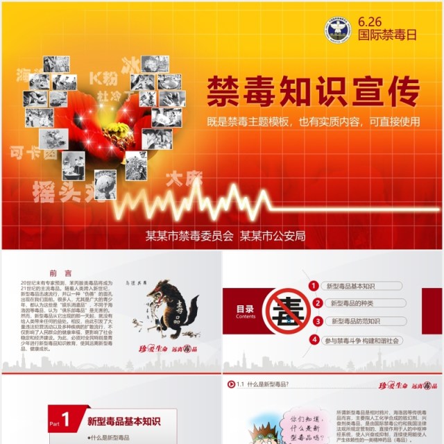 禁毒知识教育宣传课件主题PPT模板 禁毒知识教育宣传课件主题PPT模板