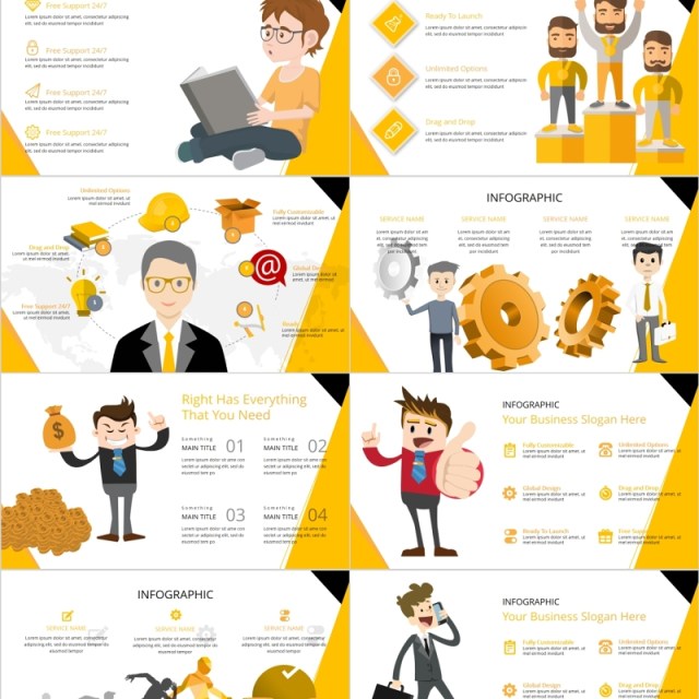 网络信息化服务办公人物插画PPT可视化图表元素 网络信息化服务办公人物插画PPT可视化图表元素
