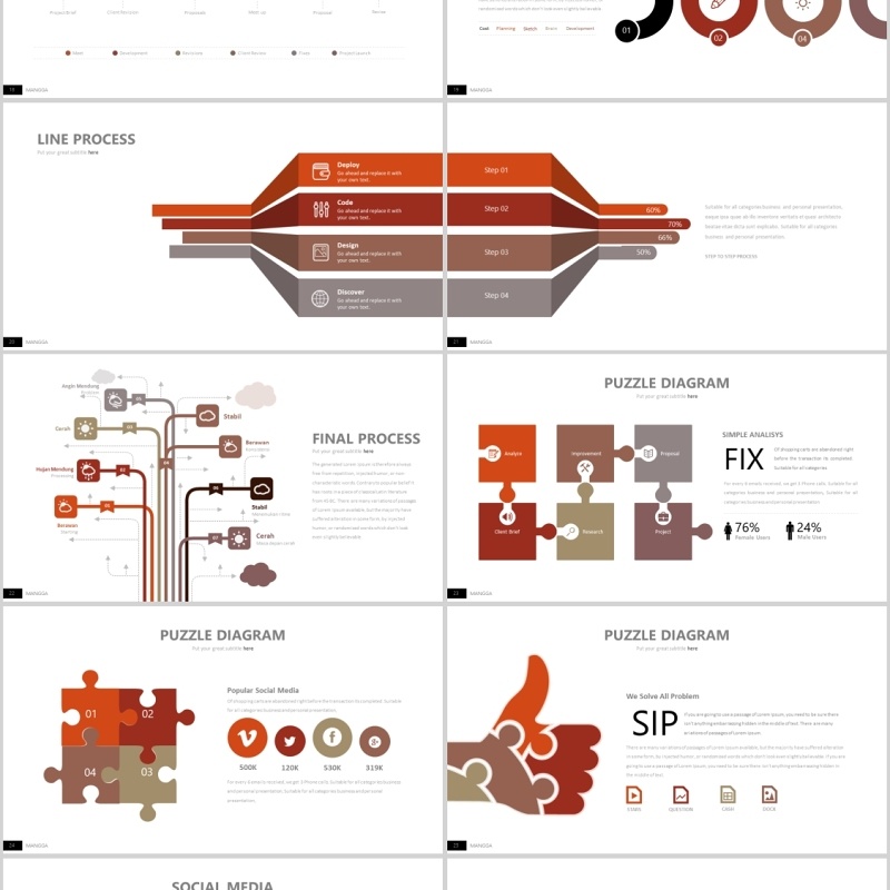 水墨图形公司介绍PPT信息图表模板可插图片Mangga Powerpoint