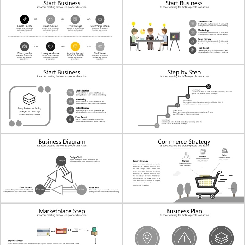 灰色高端商务工作汇报PPT信息图表可插图片模板ESTILLO Powerpoint