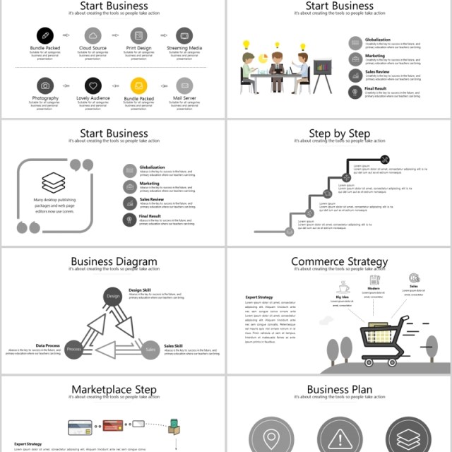 灰色高端商务工作汇报PPT信息图表可插图片模板ESTILLO Powerpoint