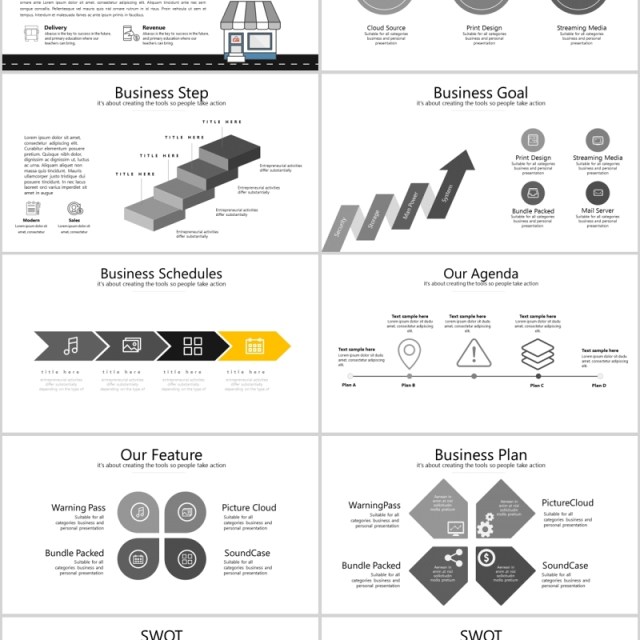 灰色高端商务工作汇报PPT信息图表可插图片模板ESTILLO Powerpoint