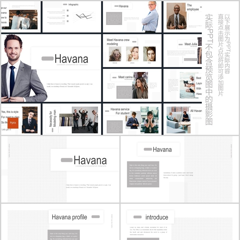 公司介绍项目团队简介PPT模板Havana Powerpoint Template