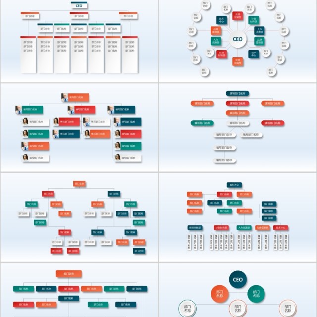 大气简洁组织架构图PPT模板