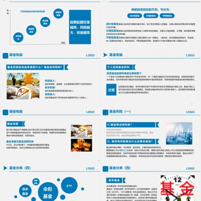 蓝色简约基金基础知识讲解培训PPT模板