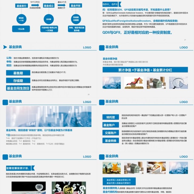 蓝色简约基金基础知识讲解培训PPT模板 蓝色简约基金基础知识讲解培训PPT模板