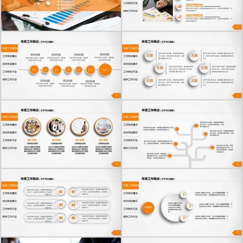 橘色个人工作汇报总结PPT模板