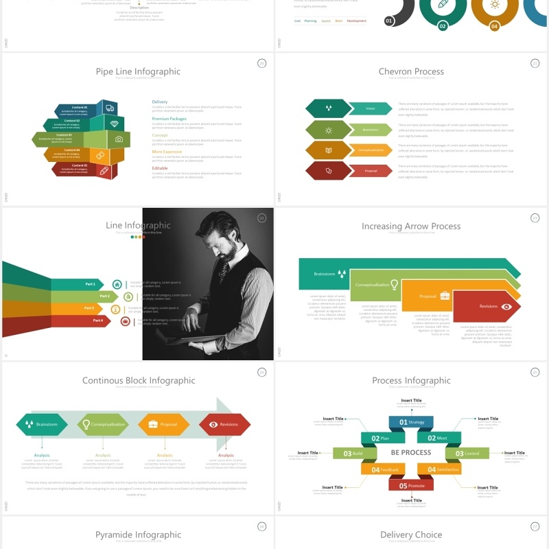 3D创意图形金字塔台阶数据图表PPT模板素材genio powerpoint