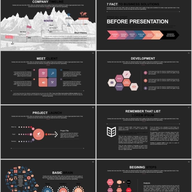 黑色商务工作汇报通用PPT信息图表模板Gamveng Powerpoint