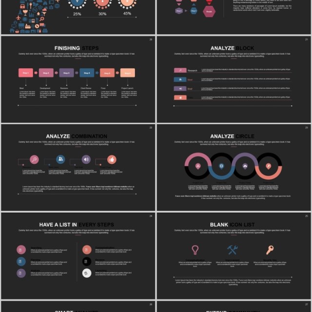 黑色商务工作汇报通用PPT信息图表模板Gamveng Powerpoint