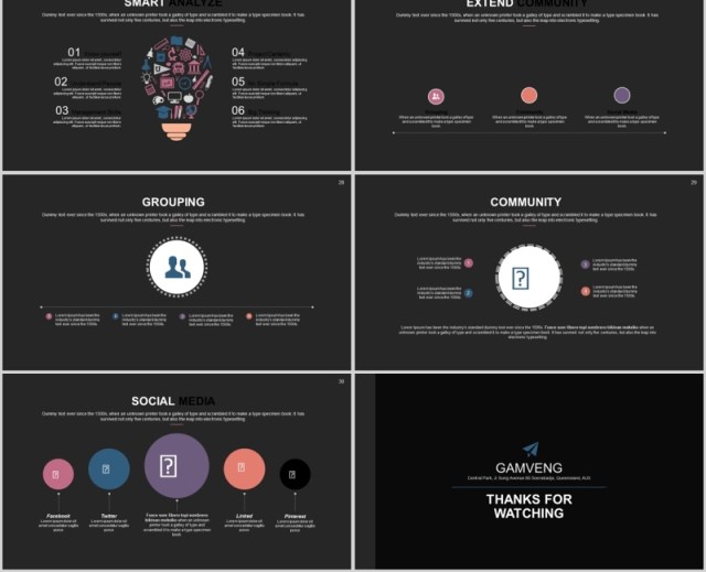 黑色商务工作汇报通用PPT信息图表模板Gamveng Powerpoint