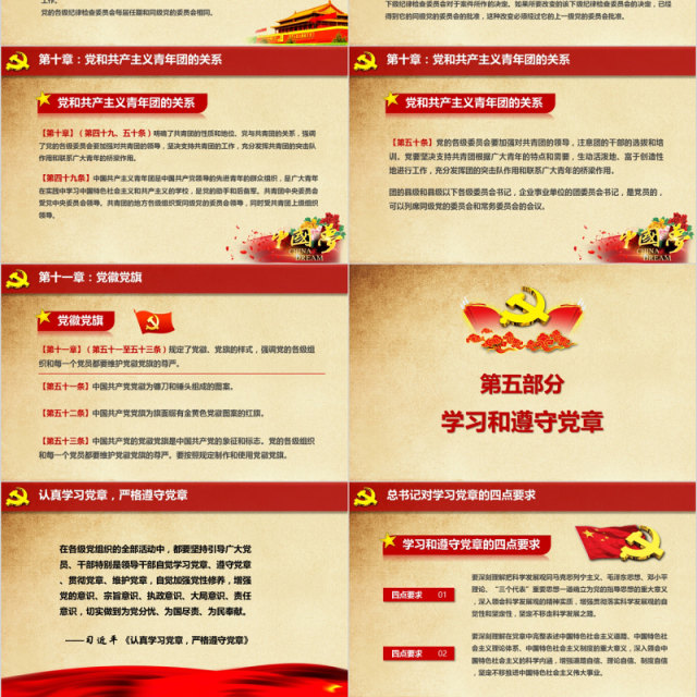 中国共产党章程学习解读党课PPT模板 中国共产党章程学习解读党课PPT模板