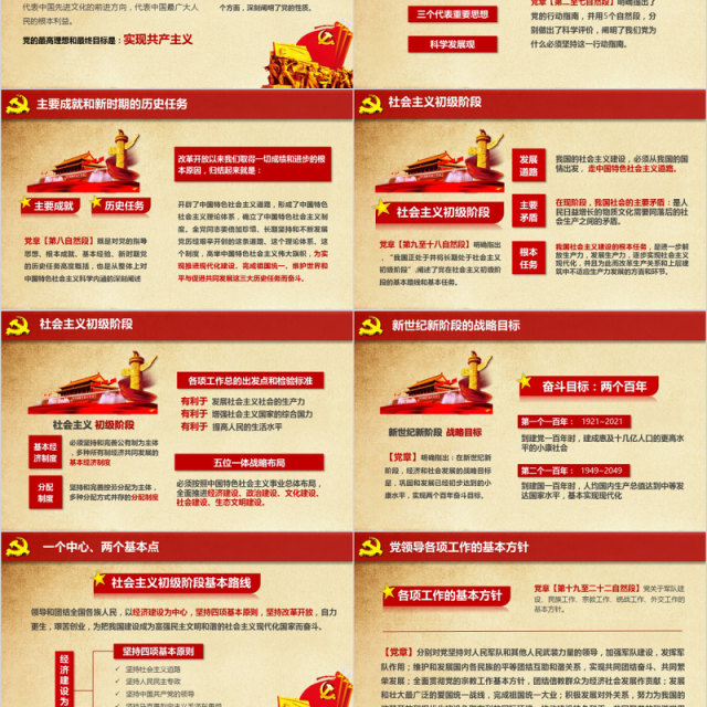 中国共产党章程学习解读党课PPT模板 中国共产党章程学习解读党课PPT模板