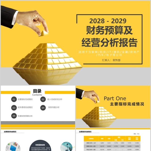 黄色财务预算及经营分析报告PPT模板 黄色财务预算及经营分析报告PPT模板