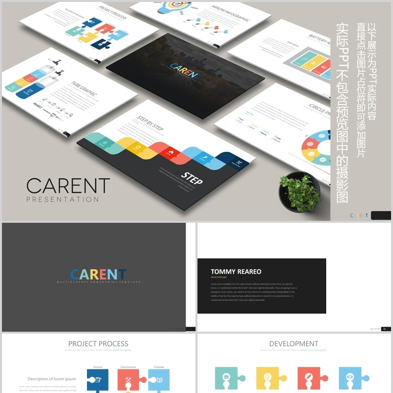 创意商务可视化图形图表PPT可插图素材模板CAREN Powerpoint