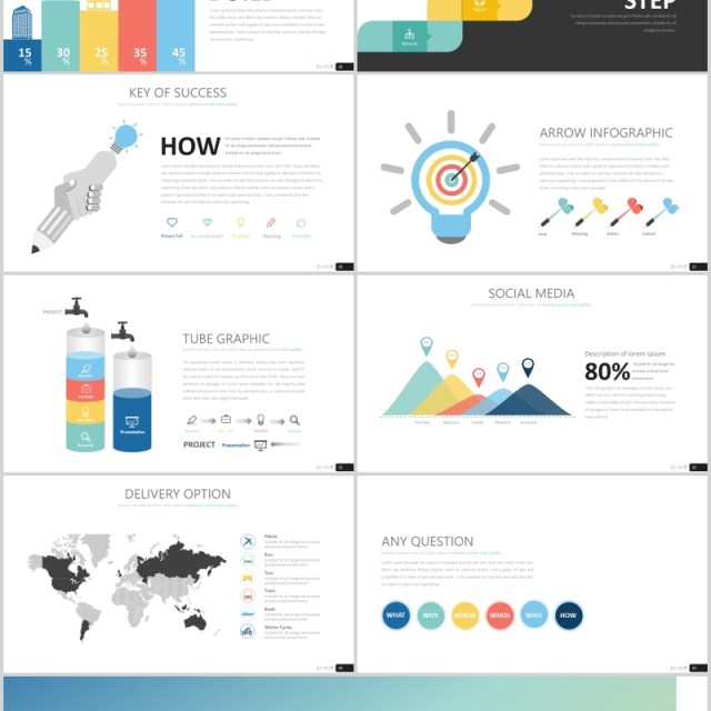 创意商务可视化图形图表PPT可插图素材模板CAREN Powerpoint