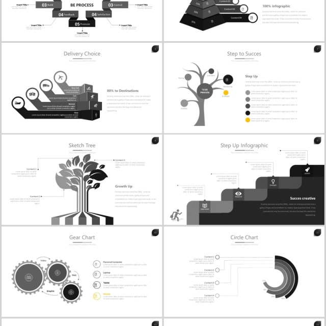 商务信息图表可视化PPT可插图排版设计模板Ten - Powerpoint Template