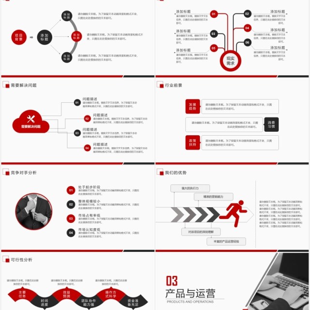 简约红色商业融资创业计划书PPT模板