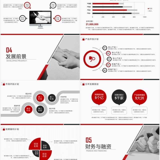 简约红色商业融资创业计划书PPT模板