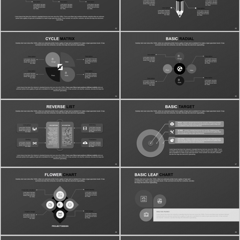 灰色创意分层PPT信息图表模板Balen Powerpoint