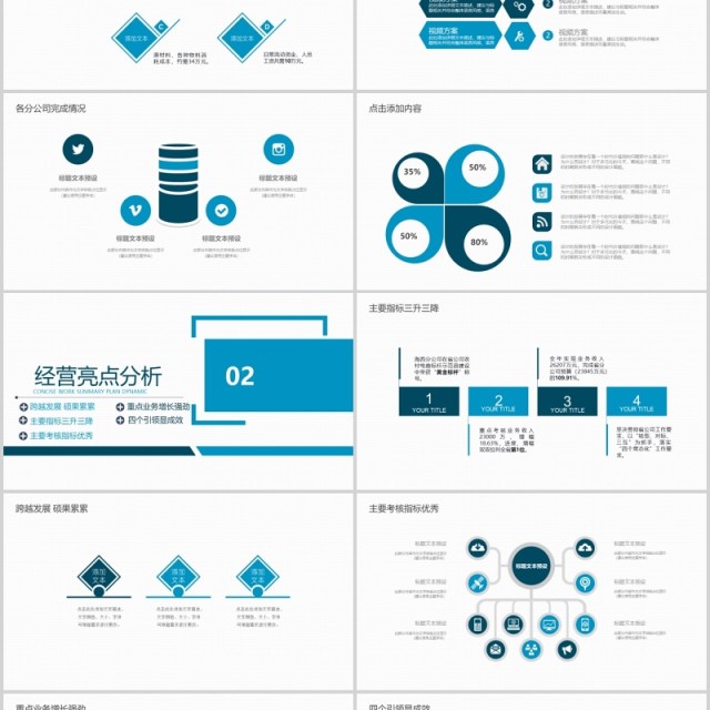 蓝色商务公司经营分析工作报告PPT模板 蓝色商务公司经营分析工作报告PPT模板