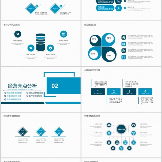 蓝色商务公司经营分析工作报告PPT模板