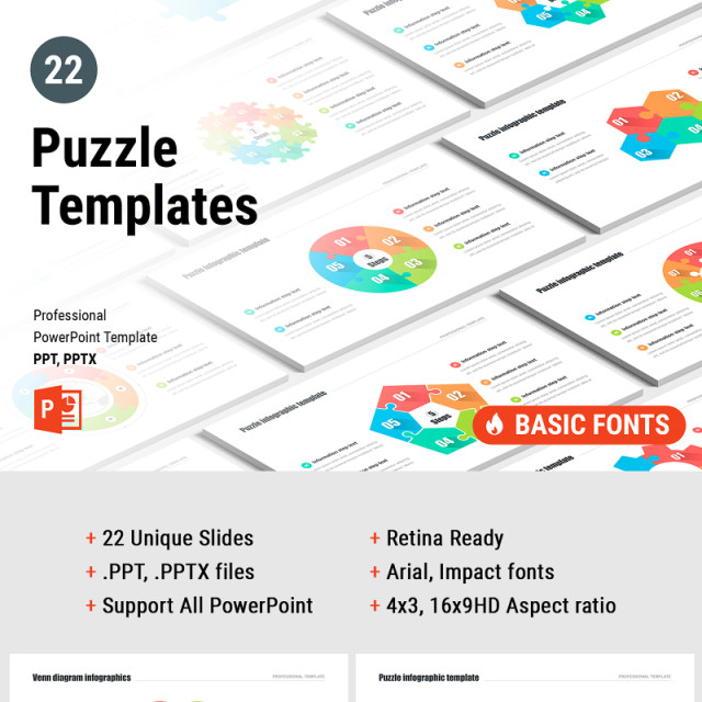 多形式拼图PPT信息图表模板 Puzzle pieces PowerPoint Templates