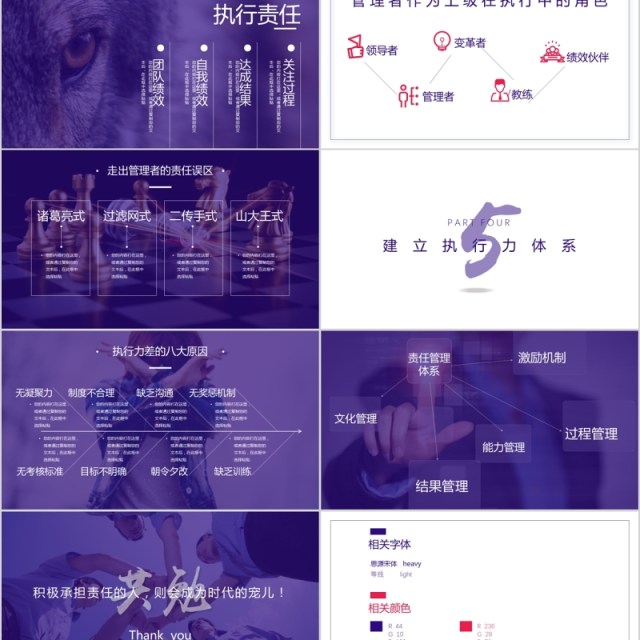 紫色责任心与执行力企业员工培训PPT课件模板 紫色责任心与执行力企业员工培训PPT课件模板