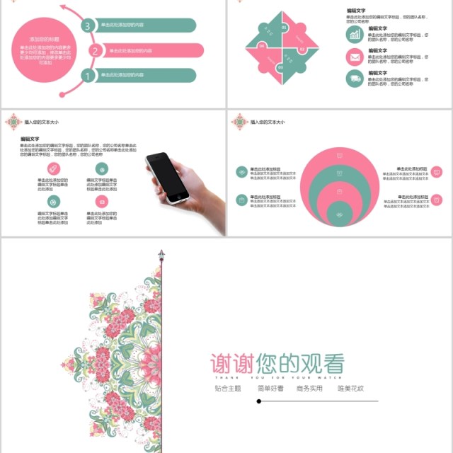 简约复古花纹商业报告PPT模板