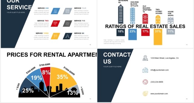 房地产公司楼盘宣传介绍PPT图片排版模板Real Estate Slides V2 Powerpoint