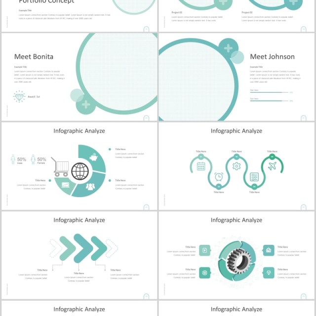 创意圆形插图公司简介企业宣传PPT模板Dropers - Powerpoint Template