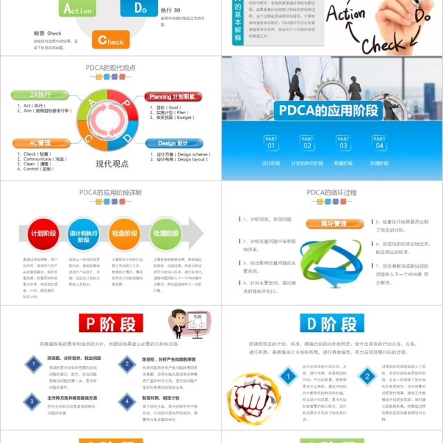 企业质量管理PDCA循环图培训工作通用PPT模板