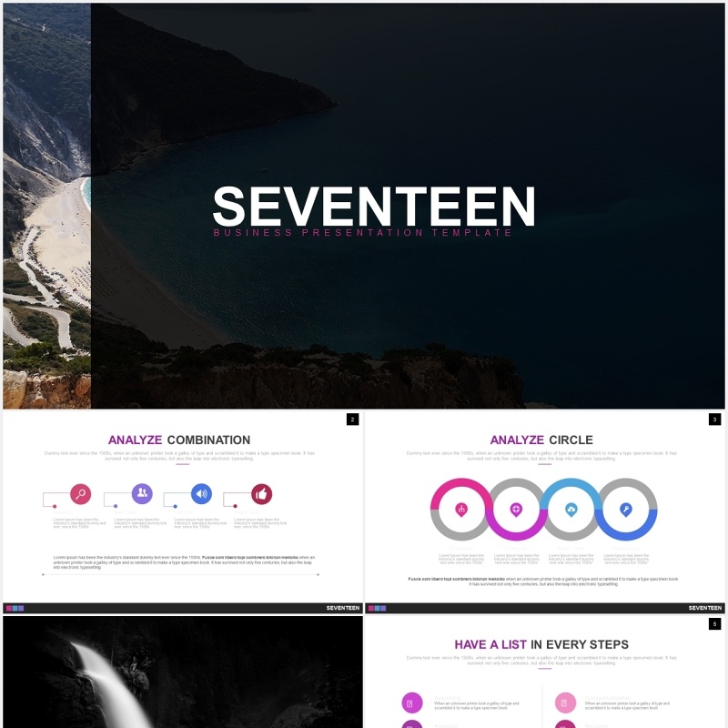 创意数据可视化图表PPT素材模板seventeen powerpoint template