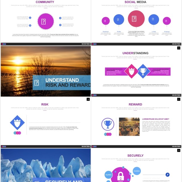 创意数据可视化图表PPT素材模板seventeen powerpoint template