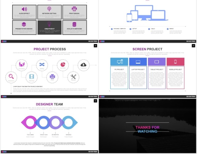 创意数据可视化图表PPT素材模板seventeen powerpoint template