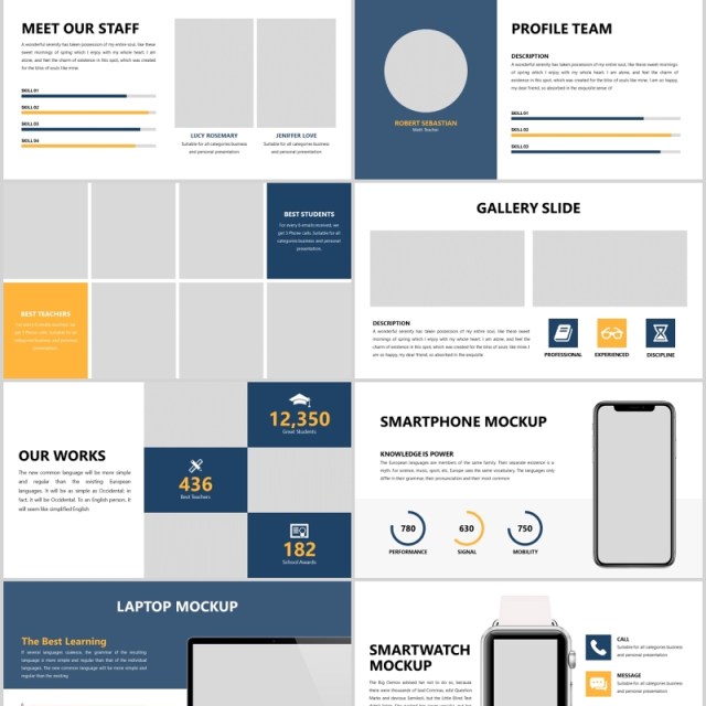 蓝色简约学术汇报PPT图片排版模板Academia - Education Powerpoint Template 蓝色简约学术汇报PPT图片排版模板Academia - Education Powerpoint Template