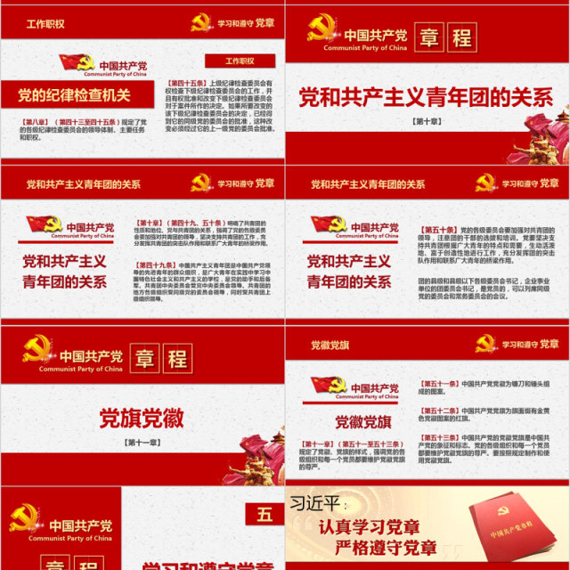 中国共产党新章程党章党课PPT模板 中国共产党新章程党章党课PPT模板