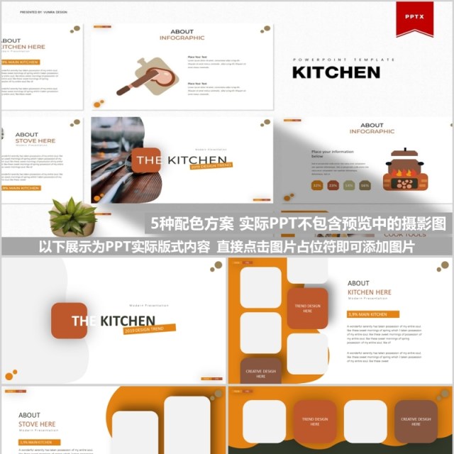 厨房餐厅计划书美食餐饮PPT模板The Kitchen Powerpoint Template