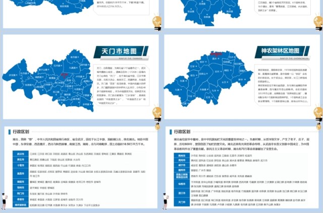 湖北省地图PPT模板可编辑矢量含地级市板块 湖北省地图PPT模板可编辑矢量含地级市板块