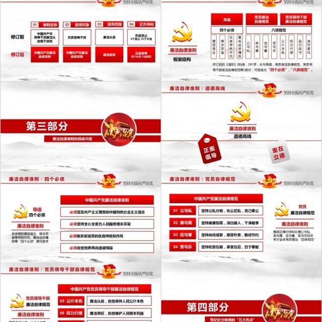 从严治党深入学习贯彻准则新条例解读政府廉洁自律工作报告党课PPT模板 从严治党深入学习贯彻准则新条例解读政府廉洁自律工作报告党课PPT模板