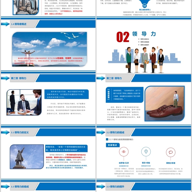 领导与领导力商务教育培训蓝色卡通PPT模板