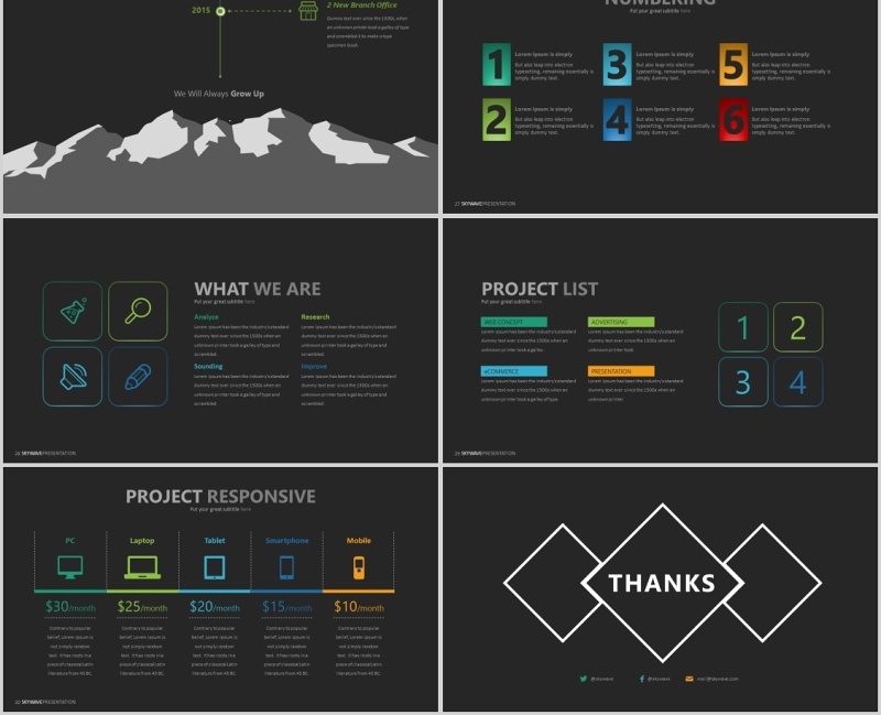 简洁商务PPT版式设计信息图表模板SKYWAVE Powerpoint