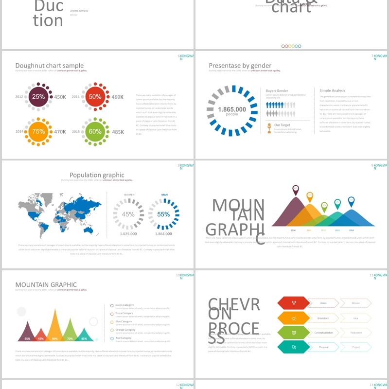 创意拼图可视化图表PPT图片排版素材模板Kongwan Powerpoint