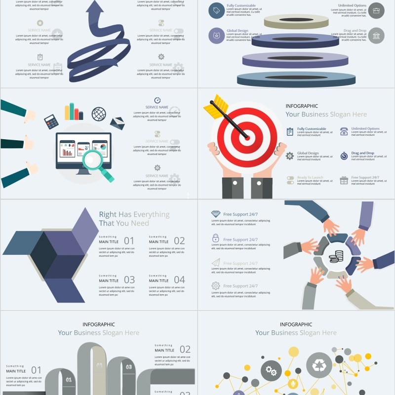 商务办公场景适用创意图形关系图信息可视化PPT图表