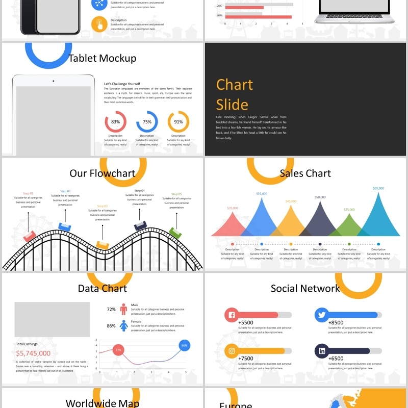 仙境主题公园宣传介绍PPT图片排版模板Wonderland - Theme Park Powerpoint Template