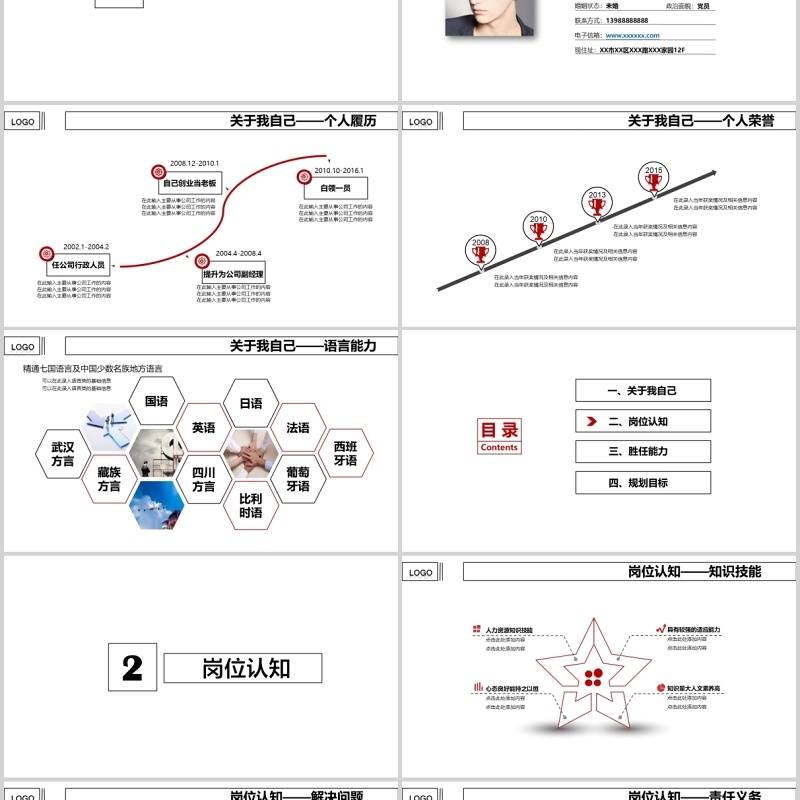 白色岗位竞聘简约通用PPT模板