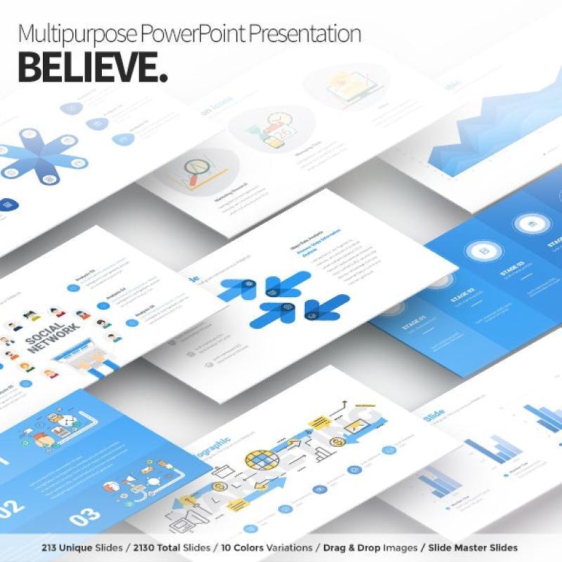 多用途PPT幻灯片模板Believe Multipurpose PowerPoint Presentation Template